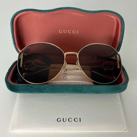 NEW GUCCI AUTHENTIC DESIGNER ROUND SUNGLASSES - Picture 11 of 12